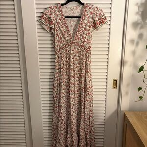 Max Studio Red and White Floral Maxi Dress